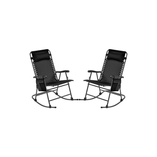 Yaheetech 2pcs 26in Foldable Outdoor Lounge Chair Patio Lounge Camping Chair, Black