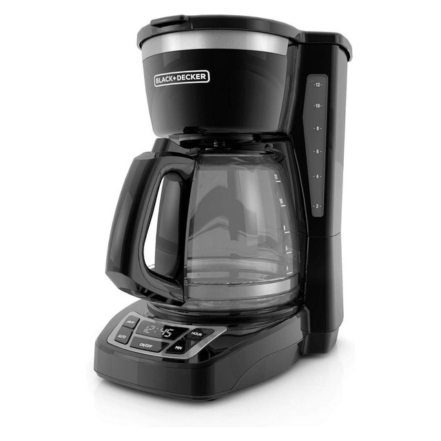 BLACK+DECKER 12-Cup Digital Coffee Maker, CM1160B, Programmable, Washable Basket Filter, Sneak-A-Cup, Auto Brew, Water Window, Keep Hot Plate, Black