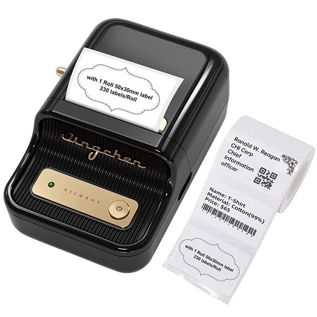 Label Maker Machine, NIIMBOT B21 Barcode Label Maker Wireless Thermal Label Printer, Label Makers with 1pack 50x30mm Label for Home Office Organization Commercial Use