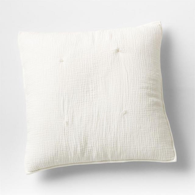 Aire Crinkle Organic Cotton Linen Blend Cotton Cream Euro Pillow Sham