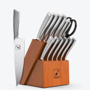 14-Piece Knife Set with Sharpener and Block Japanese Knife Set Imarku