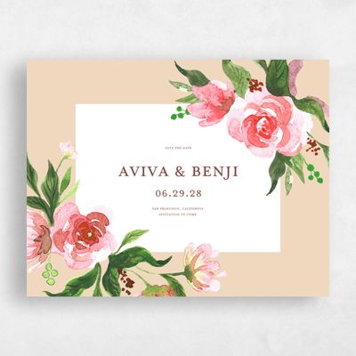 Beige Wedding Save the Date - Brookstone Classic
