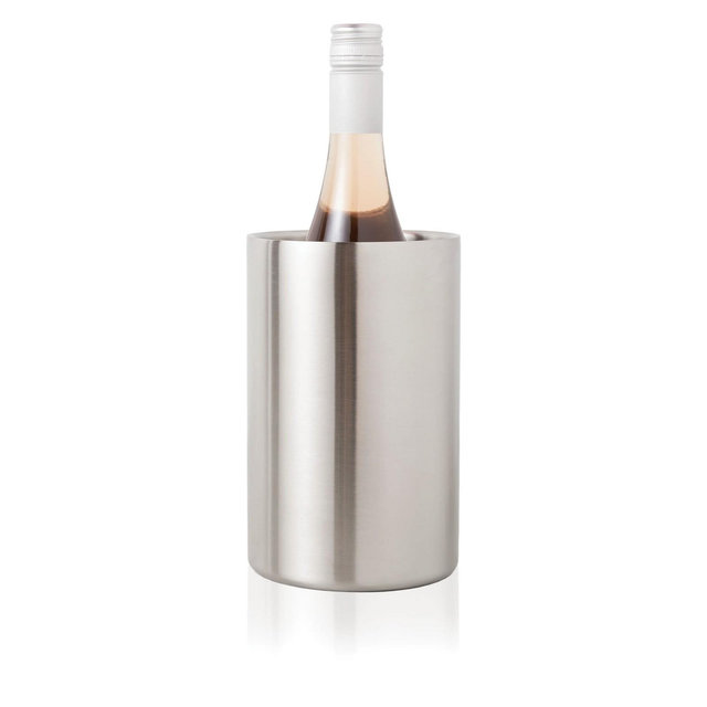 True Cellar Wine Chiller, Double Walled Stainless Steel Bottle Chiller, No Ice Needed, Fits Standard Bottles, Silver, Set of 1