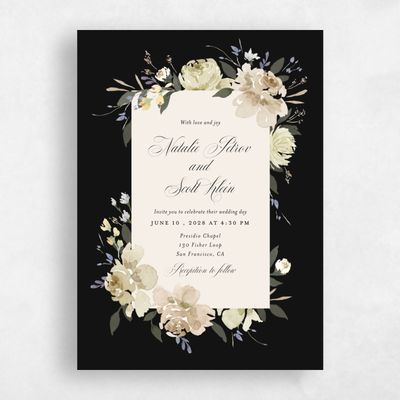 Black Wedding Invitation - Reagan Portrait