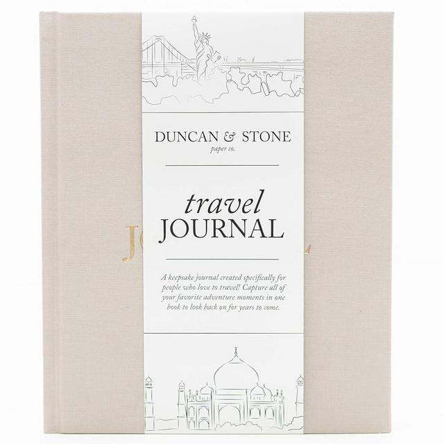 Travel Journals for Women, Men (Sand, 110 Pages) by Duncan & Stone – World Trip Adventure Book to Record Trips – Great, Fun Travel Bucket List Journal - Travel Gifts