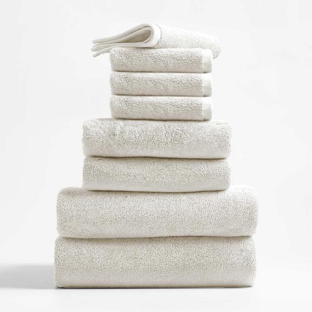 Ivory Organic Turkish Cotton Bath Towels, Set of 8