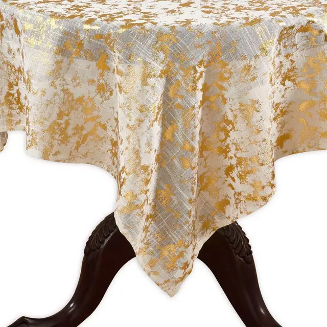 Saro Lifestyle Bottega Foil 52-Inch Square Tablecloth in Gold