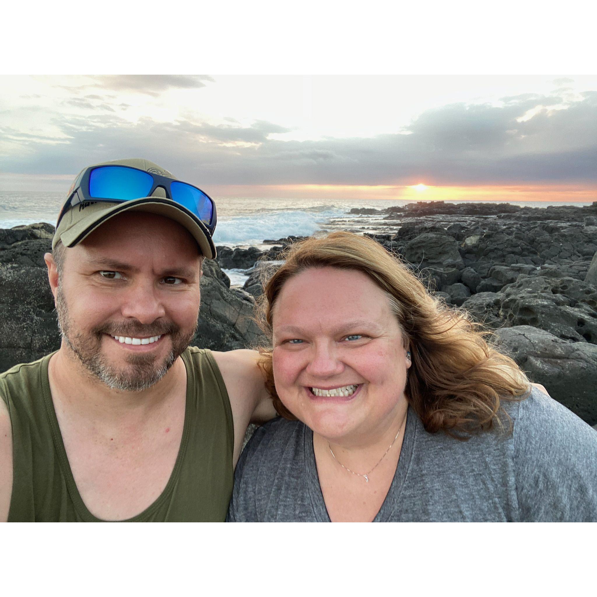 Hawaii March 2022- just moments after he proposed- we watched the sun set over the ocean- no one else around. A perfect moment in time!