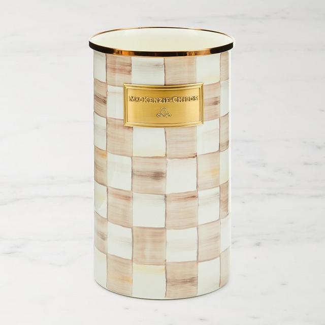 MacKenzie-Childs Mocha Check Enamel Utensil Holder