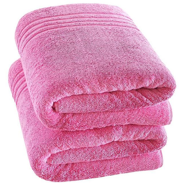 Hammam Linen Jumbo Large Bath Sheets Towels 2-Pack 35 x 70 Inches Soft and Absorbent, Premium Quality 100% Cotton Towels (Pink, Bath Sheet)