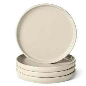 Amazon Basics Glazed Stoneware Salad Plates, Ceramic 4-Piece Set, Microwave and Dishwasher-Safe, 8.3 in., Ivory