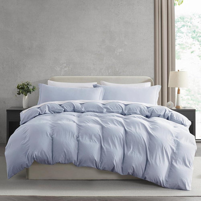 Nestl Ice Blue Duvet Cover Queen Size - Soft Prewashed Queen Duvet Cover Set, 3 Piece, with Zipper Closure, 1 Duvet Cover 90x90 inches and 2 Pillow Shams
