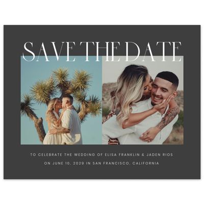 Dark Charcoal, Grey Wedding Digital Save the Date - Garrett Multiphoto