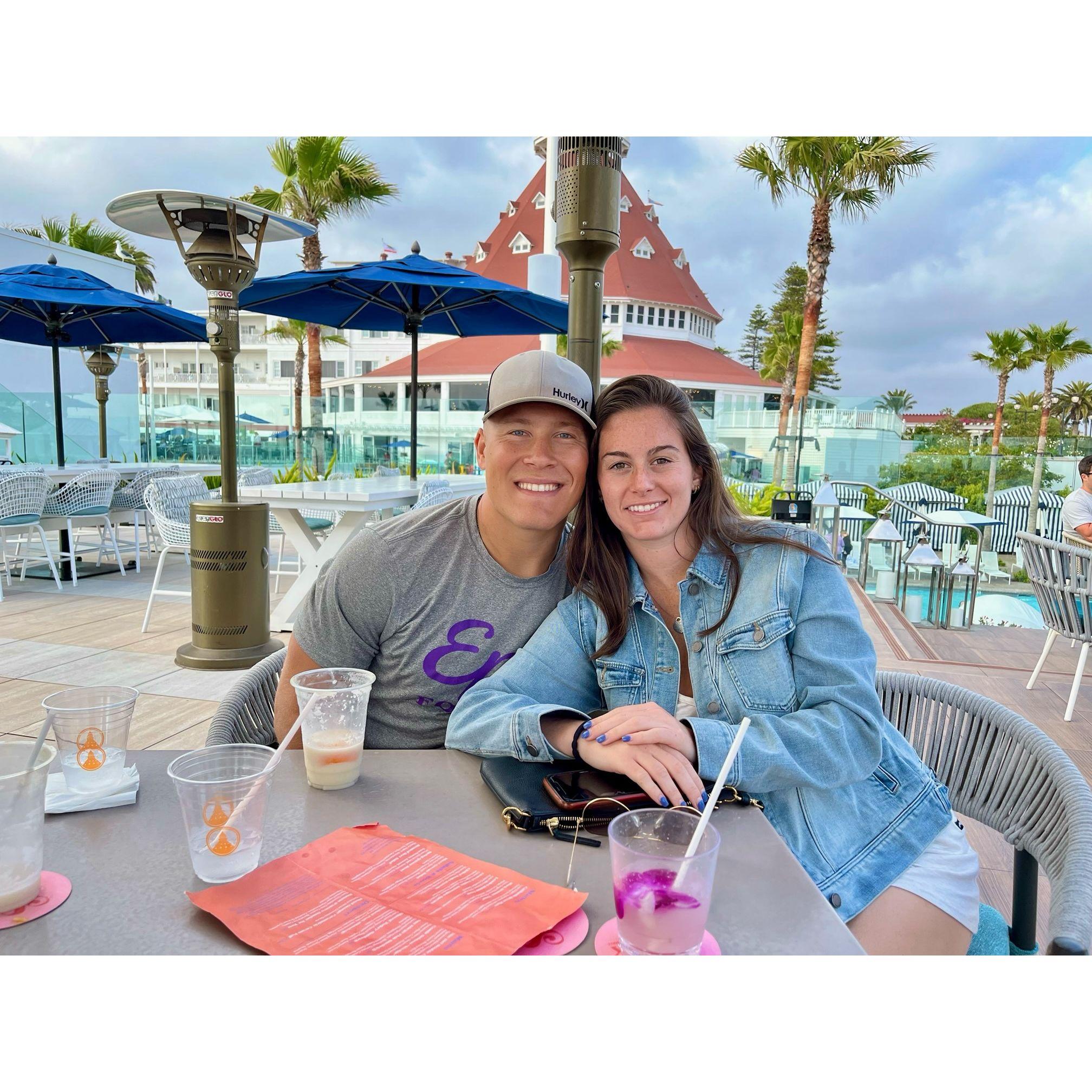 Drinks at the Hotel del Coronado! Kyle was stationed in Coronado for about a year, and Allison flew out for a few visits.