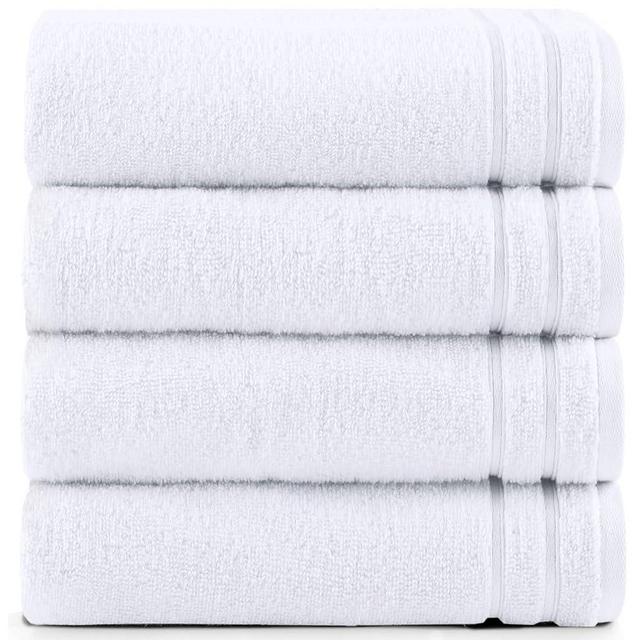 Comfort Spaces Extra Large Bath Towel Set of 4 Piece 30x60 Bath Sheet Set Shower Towel Beach Towel 100% Cotton Bathroom White Towel Set Quick Dry Oversized Highly Absorbent Soft 400GSM Dual Layer