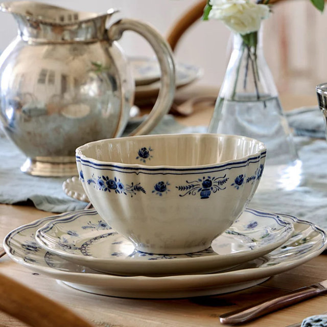 Soup/Cereal Bowl Vila (BEIGE and blue)