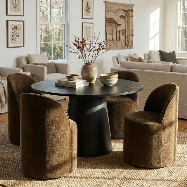 Doris Rolling Upholstered Dining Chair With Castors (Set of 4)