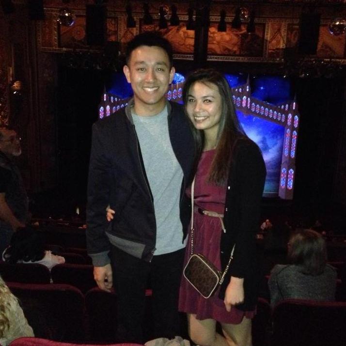 Their first broadway "Book of Mormon" together. Shoutout to Karen (bridesmaid) for the dress!