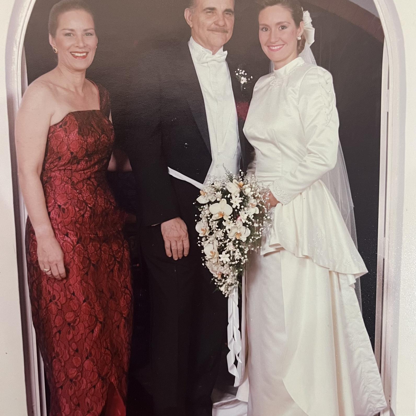 Bride's grandparents, Elizabeth and Luis, and mother Claudia at her wedding day