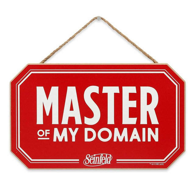 Seinfeld Master of My Domain Hanging Wood Wall Decor - Funny Seinfeld Sign - Great Gift Idea