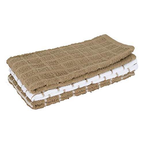 Ritz 100% Cotton Terry Kitchen Dish Towels, Highly Absorbent, 25” x 15”, 3-Pack, Mocha Brown