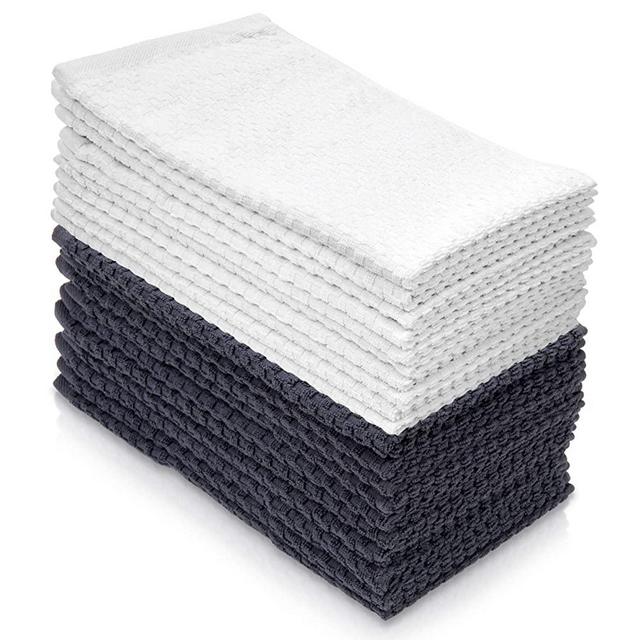 Kitchen Dish Towels, European Popcorn Design, 10 Pack, Size: 16" x 27"