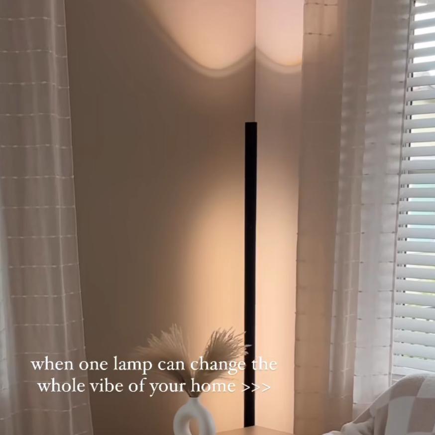 GonHu Corner Floor Lamp, LED Smart Floor Lamp Compatible with Alexa, Color Changing Ambience Light with Music Sync, Modern Corner Lit Standing Lamp for Living Room Bedroom Gaming Room(Black)