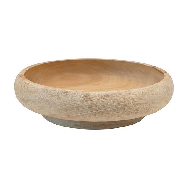 Creative Co-Op Mango Wood, Combed & Bleached Bowl, Natural