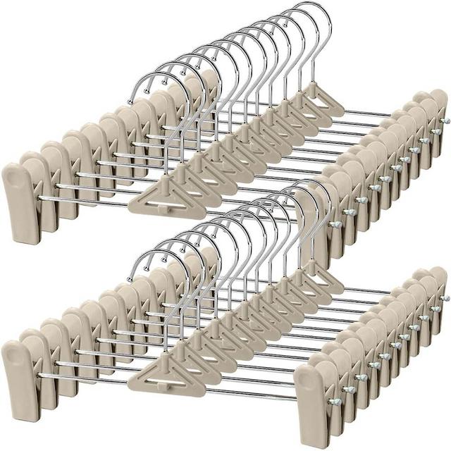 Pants Hangers with Clips - 30 Pack Stackable Pant and Skirt Hangers Shorts Hangers with Clips Non Slip Jean Hangers