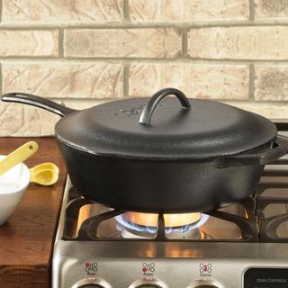 Cast Iron Covered Deep Skillet, Seasoned