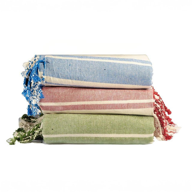 Salt Earth Cotton Turkish Beach Towel, Set of 3-36" X72" Large Bath Towels, Quick Dry Towel, Bathroom, Beach Essentials, Gym, Lightweight Large Towels for All (One Colour Stripe)