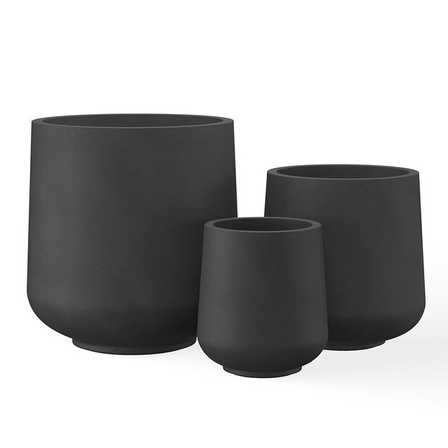 Kante 15.3"+11.6"+8.2" Dia Round Concrete Planter, Large Outdoor Indoor Planter Pots with Drainage Holes and Rubber Plug for Home Garden Patio, Black