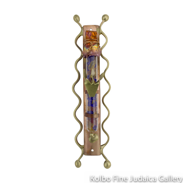 Wedding Mezuzah, Ribbons Design, Wedding Shards with Copper and Brass