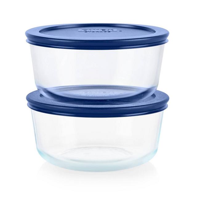 Pyrex 4pc 4 Cup Round Glass Food Storage Value Pack - Navy