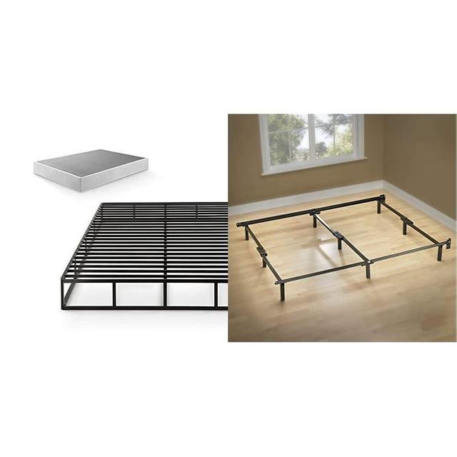 Zinus 9 Inch Quick Lock High Profile Smart Box Spring/Mattress Foundation/Strong Steel Structure, Queen & Michelle Compack 9-Leg Support Bed Frame, for Box Spring and Mattress Set, Queen