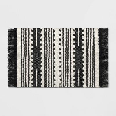 2'X3' Sylviidae Stripe Woven Accent Rug Black - Opalhouse™
