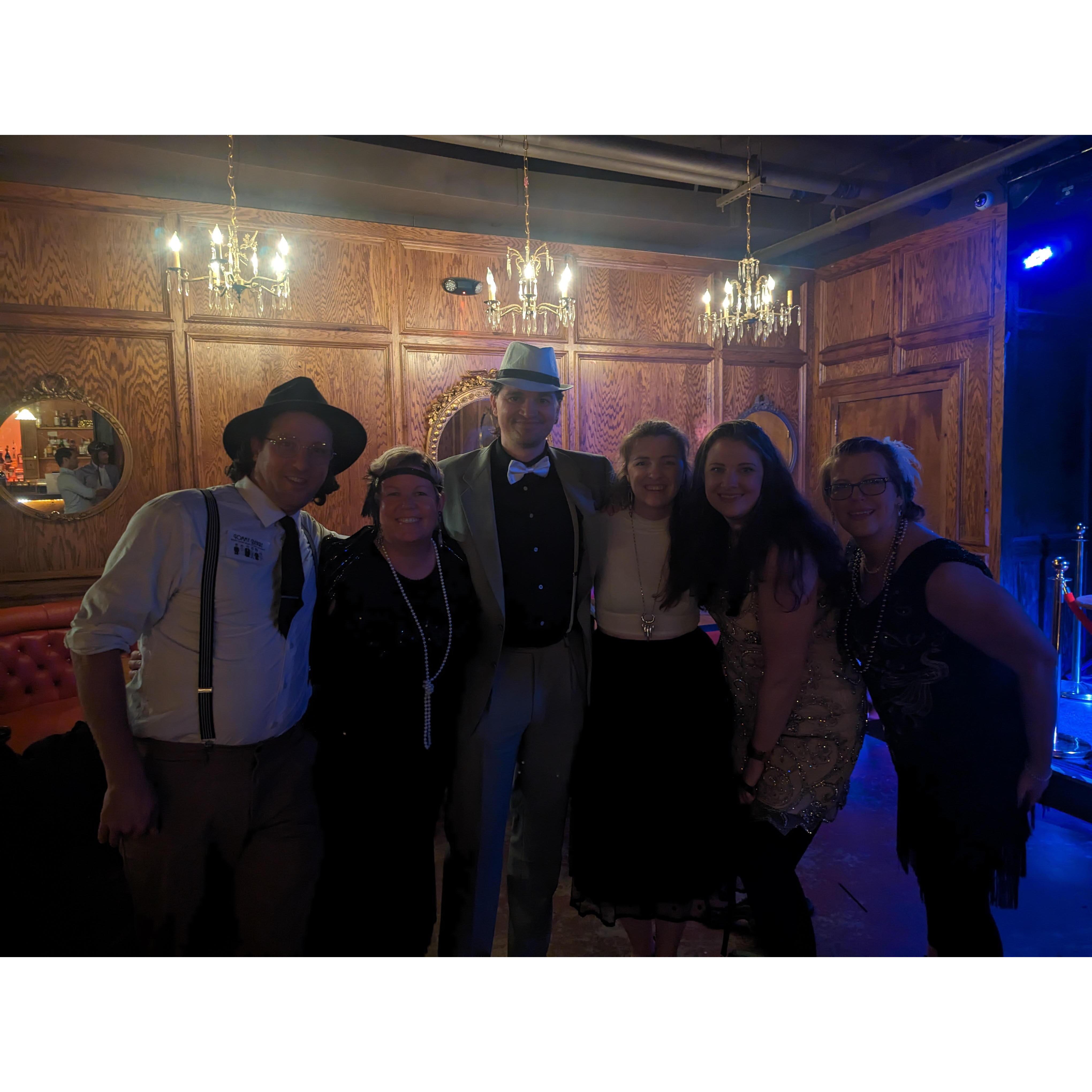For Kayla's 30th we hosted a 1920's mobster themed murder mystery with so many of our friends from Maine and DC. This was the night we got engaged!