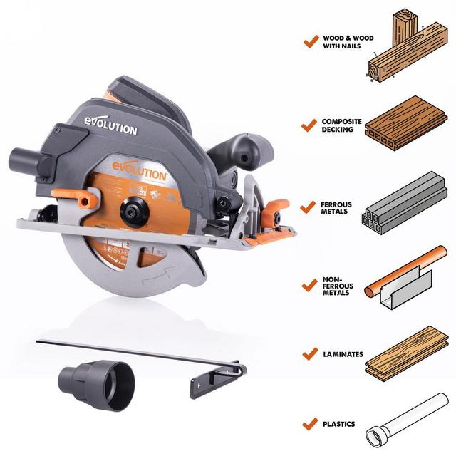 15 Amp 7-1/4 in. Circular Saw with LED Light, Electric Brake, 13 ft. Rubber Power Cord and Multi-Material Blade