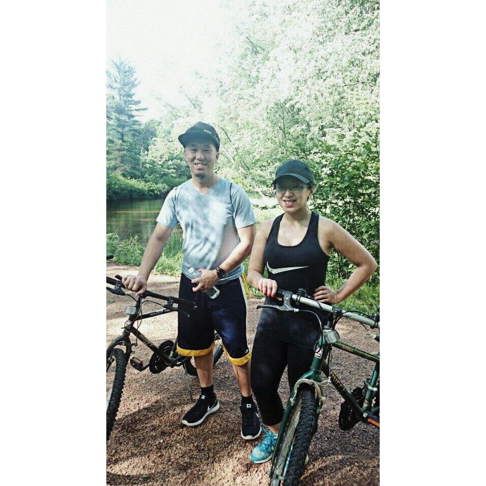 We went biking together on the Green Circle Trail.