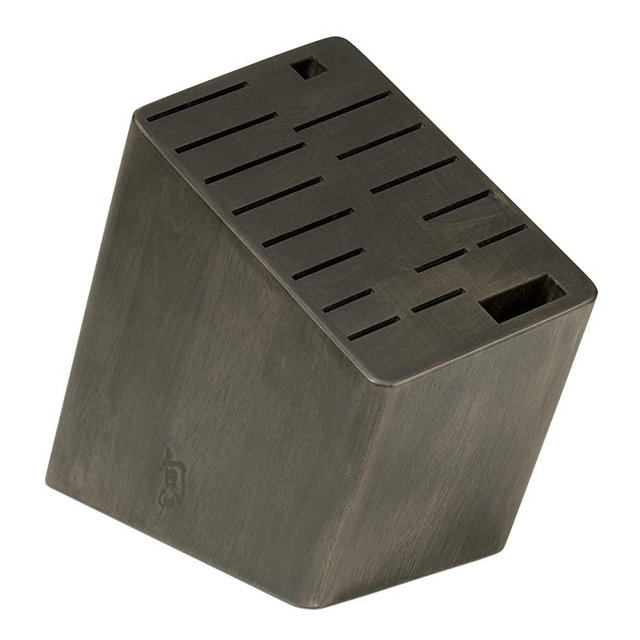 Shun 17-Slot Angled Knife Block; Perfectly Matches Kanso Line Tagayasan Handle; Coordinates Beautifully with All Shun Lines; Includes Slots for 15 Knives, a Honing Steel and Kitchen Shears
