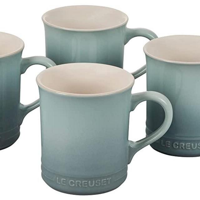 Le Creuset Stoneware Set of 4 Mugs, 14 oz. each, Sea Salt