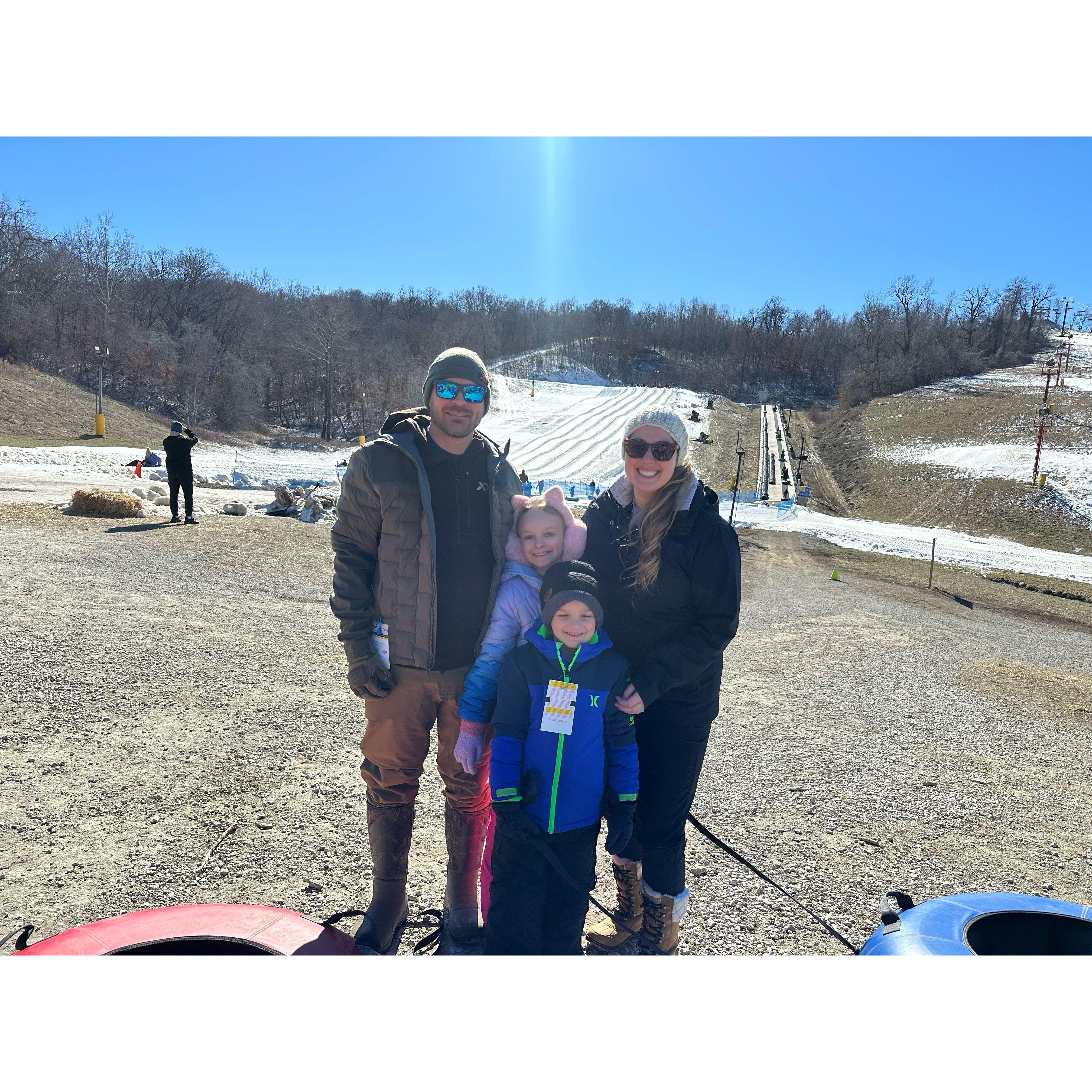 Kennedi & Korbyn's first snow tubing trip to Snow Creek in Weston, MO