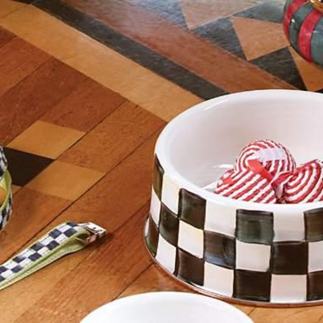 Courtly Check Enamel Pet Dish - Large