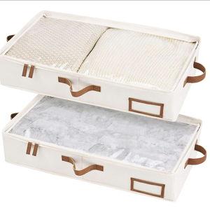 StorageWorks Under Bed Storage Containers with Handles and Label Holder, 2 Pack Ultra-thick Fabric Underbed Bins, Closet Organizer for Clothes, Blankets, Sweater