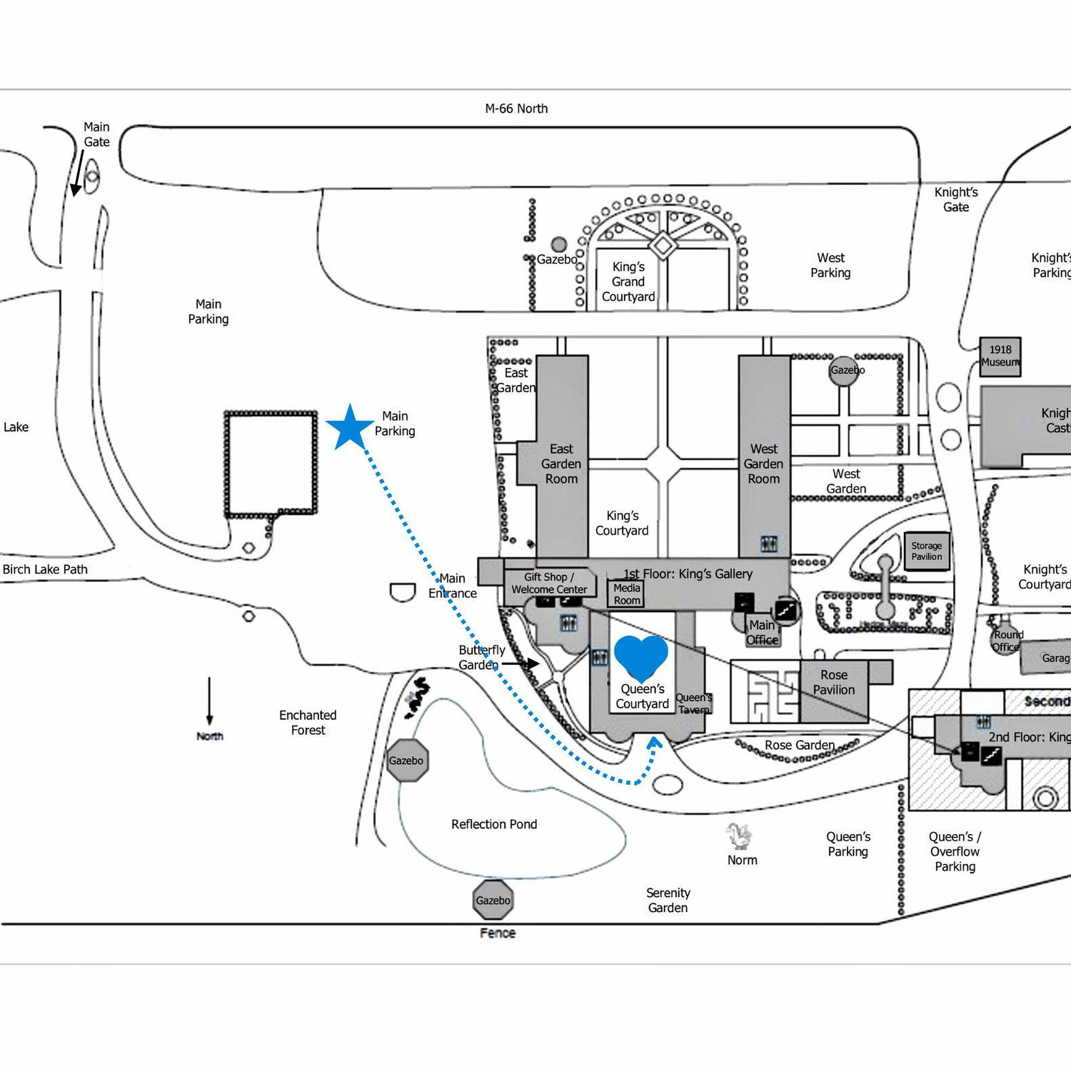 Venue layout and parking.