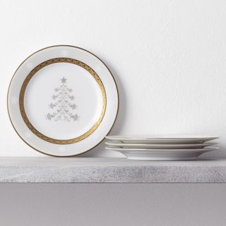 Charlotta Holiday Tree Appetizer Plate, Set of 4