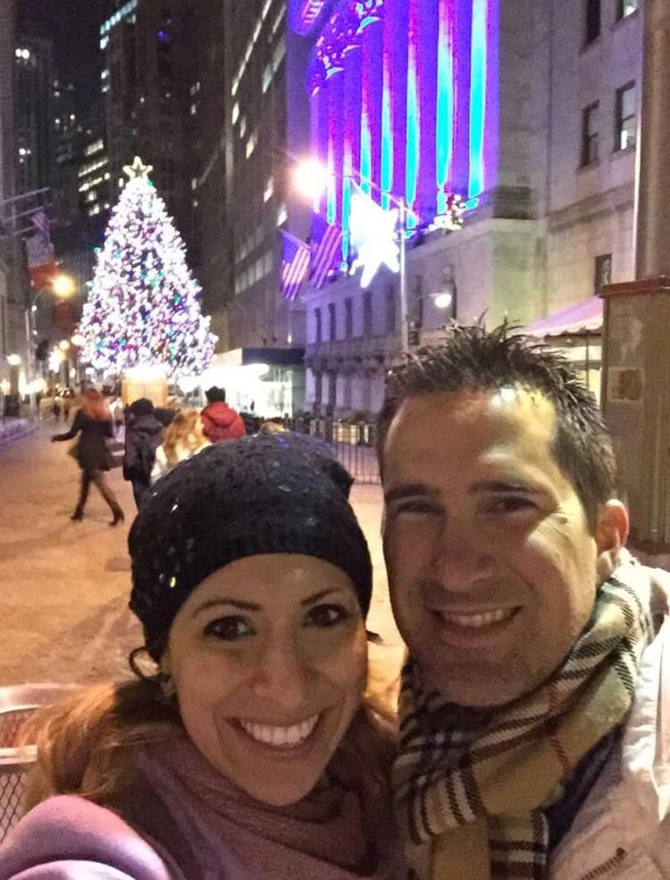Financial district in New York at Christmas time
