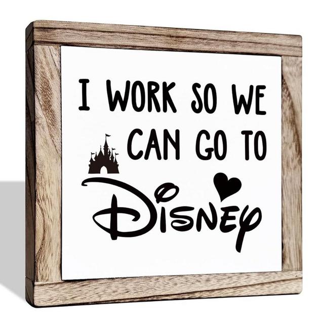 Inspirational Wood Signs, Disney Home Décor, Disney Office Décor, Disney Décor, Rustic Office Decor Art, Motivational Office Desk Decor, Farmhouse Home Decor, I Work So We Can Go to Disney