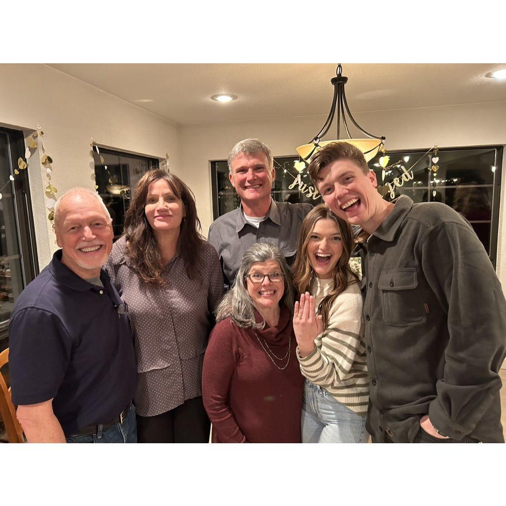 Celebrating our engagement with our sweet parents!