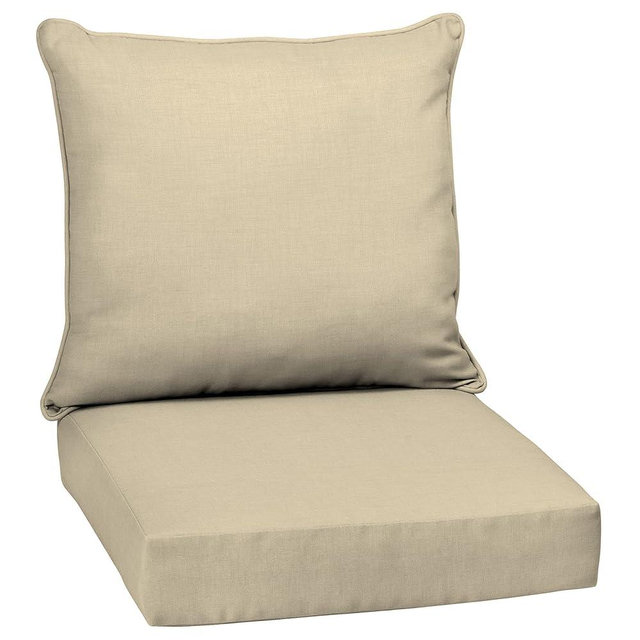 Arden Outdoor Deep Seat Cushion Set, 24 in x 24 in, Weather-Proof, Rain-Proof, Fade Resistant Patio Cushion for Chair, Sofa, and Couch Tan Leala